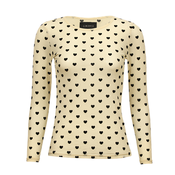 Liberté - Mesh Ls Tshirt - Ivory Black Flock Heart